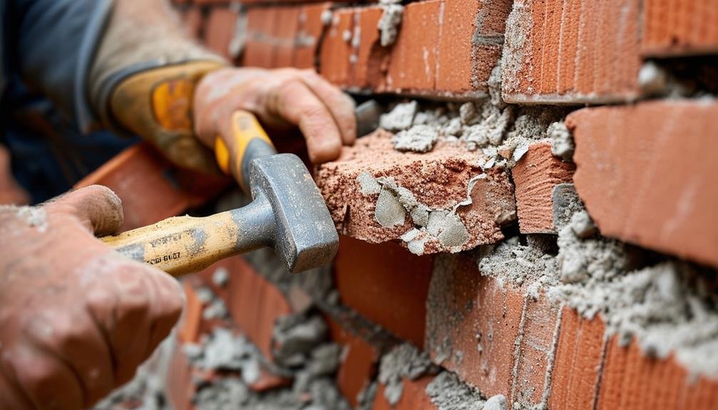 repairing broken brick wall